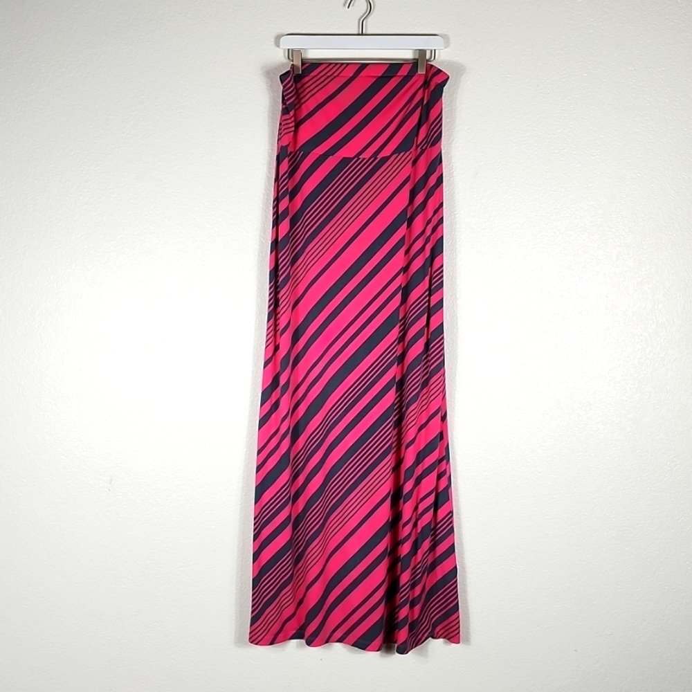 Apt 9 Pink & Gray Striped Strapless Maxi Dress